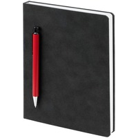 Фотка Ежедневник Magnet с ручкой, серый с красным, люксовый бренд Сделано в России