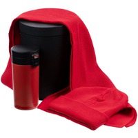 Подарочный набор SEASON для зимних прогулок: шапка, шарф, термокружка. , красный