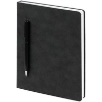 Картинка Ежедневник Magnet Chrome с ручкой, серый с черным производства Контекст