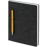 Фото Ежедневник Magnet Chrome с ручкой, серый с желтым, люксовый бренд Контекст