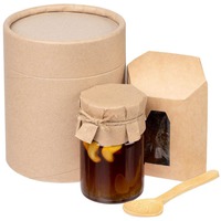 Сладкий набор HONEY FIELDS в тубусе: черный чай, ложка для меда, баночка меда с кешью