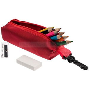 Фото Набор Hobby с цветными карандашами, ластиком и точилкой, красный