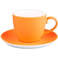Чайная пара TENDER, 250 мл, оранжевый, фарфор, прорезиненное покрытие