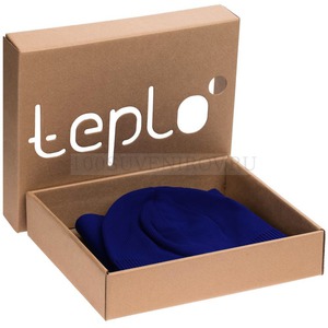 Фото Вязанный набор SIVER шапка, шарф под нанесение логотипа, ярко-синий «Teplo»