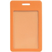 Светло-оранжевый чехол для пропуска DEVON из искусственной кожи, с окном, 6,3х10,4 см. Предусмотрено нанесение логотипа - бесцветное тиснение, полноцветная уф-печать.