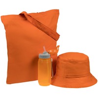 Яркий спортивный набор POP UP SUMMER в холщовой сумке: модная панама от солнца, пластиковая полупрозрачная бутылка для воды с трубочкой, 400 мл. Все на летнюю прогулку! 