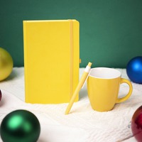 Подарочный набор HAPPINESS: блокнот, ручка, кружка, жёлтый