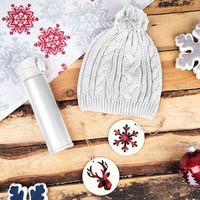 Подарочный набор WINTER TALE: шапка, термос, новогодние украшения, белый