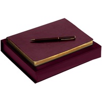 Бизнес-набор NEBRASKA FLEX: металлическая ручка, ежедневник с золотым обрезом, бордовый