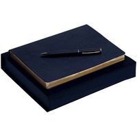 Бизнес-набор NEBRASKA FLEX: металлическая ручка, ежедневник с золотым обрезом, синий