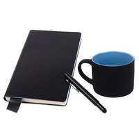 Подарочный набор DAILY COLOR: кружка, бизнес-блокнот, ручка с флешкой 4 ГБ, черный/голубой