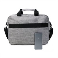 Подарочный набор BUSINESS: сумка для документов, внешний аккумулятор, серый