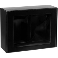 Изображение Коробка с окном Visible с ложементом под кружки, черная, люксовый бренд Сделано в России