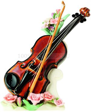 Фото Настольный музыкальный сувенир СКРИПКА из фарфора с мелодией Бетховена К Элизе «Fleur»