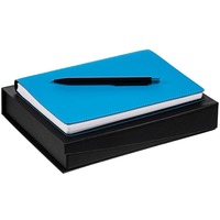 Набор SPRING SHALL с ежедневником и ручкой в подарочной коробке, голубой с черным