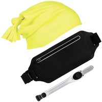 Набор для бега ФОРЕСТ: сумка на пояс, фонарик-маячок безопасности, бандана., желтый неон