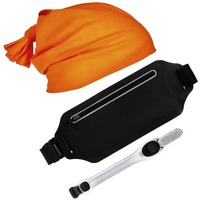 Набор для бега ФОРЕСТ: сумка на пояс, фонарик-маячок безопасности, бандана., оранжевый