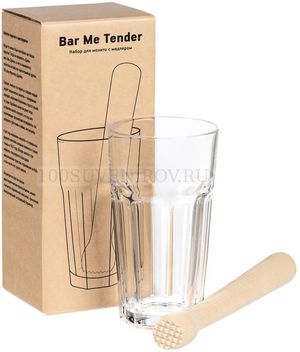 Фото Оригинальный набор для приготовления мохито Bar Me Tender: коктейльный стакан и деревянный мадлер для разминания ингредиентов. Сам себе бармен!  «Сделано в России»