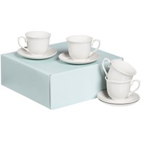 Чайный набор SMALL TALK на 4 персоны из фарфора: чашка, 260 мл., блюдце, дм 14,5 см.  