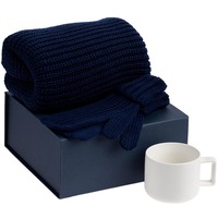 Стильный набор НИЖЕ НОЛЯ: теплые варежки, размер S/M и шарф из объемной пряжи, чашка, 400 мл для горячего чая. Нанесение логотипа предусмотрено на все части набора.  