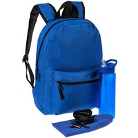 Набор для прогулок BASEPACK: удобные беспроводные наушники, вместительный рюкзак, пластиковая бутылка для воды, 700 мл., трикотажная шапка , ярко-синий