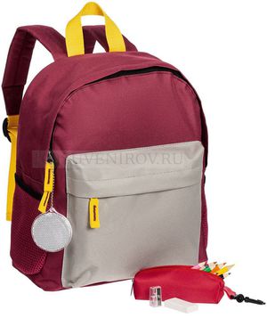 Фото Школьный набор New School: детский рюкзак, набор с цветными карандашами, ластиком и точилкой, светоотражатель с креплением. 