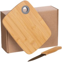 Набор для кухни Sharpwood: разделочная доска из бамбука с силиконовым кольцом, 20х15х1 см, нож для овощей 21х1,6 см. 