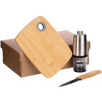 Кухонный подарочный набор Sharpwood Spice: электрическая мельница для специй, нож для овощей, доска разделочная. 