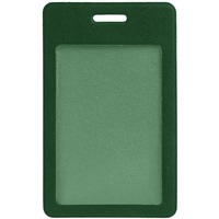 Темно-зеленый чехол для пропуска DEVON из искусственной кожи, с окном, 6,3х10,4 см. Предусмотрено нанесение логотипа - бесцветное тиснение, полноцветная уф-печать. 