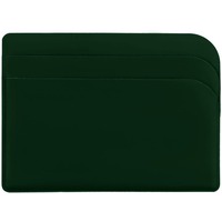 Горизонтальный зеленый чехол для карточек DORSET из искусственной кожи, три отделения для карточек, 10х7,2 см. Тиснение бесцветное, полноцветная уф-печать.