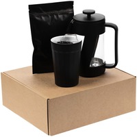 Набор для кофе DEGUSTO: термостакан, 300 мл., френч-пресс, 650 мл., кофе молотый, арабика, 100 гр. в коробке с бумажным наполнителем. 