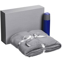 Набор FLUSH TIMES: термос с ручкой на 500 мл., мягкий флисовый плед в подарочной упаковке.
