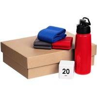 Набор для спорта WIN TEAM: ленты для фитнеса, таймер, красная спортивная бутылка с носиком-поилкой, 750 мл.