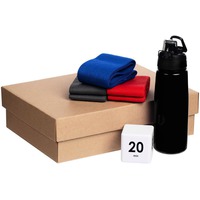Набор для спорта WIN TEAM: ленты для фитнеса, таймер, черная спортивная бутылка с носиком-поилкой, 750 мл.