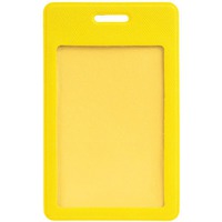 Желтый чехол для пропуска DEVON из искусственной кожи, с окном, 6,3х10,4 см. Предусмотрено нанесение логотипа - бесцветное тиснение, полноцветная уф-печать.