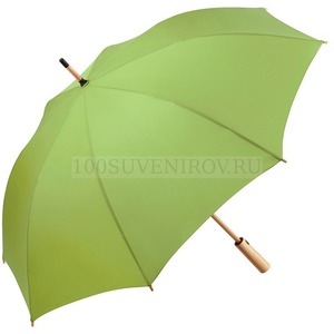 Фото Фирменный бамбуковый зонт-трость Okobrella, d112 x 88 см. Защита от ветра.  «FARE» (лайм, серый)