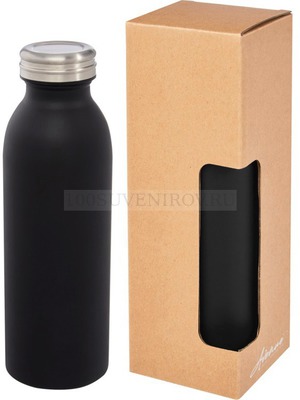 Фото Фирменная бутылка RITI из нержавеющей стали в подарочной коробке, 500 мл, 6,8 x 6,8 x 21,25 см «Avenue» (черный)