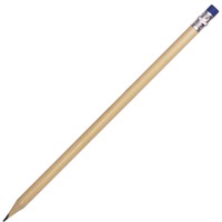 Простой карандаш ARRIVA с цветным ластиком под нанесение логотипа, d0,7 х 19 см, натуральный/синий
