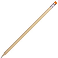 Простой карандаш ARRIVA с цветным ластиком под нанесение логотипа, d0,7 х 19 см, натуральный/оранжевый