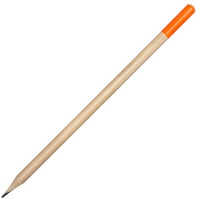 Простой карандаш MOANA с цветным наконечником, d0,7 х 18 см. Способы нанесения логотипа - гравировка, тампопечать, уф-печать. Карандаш поставляется заточенным., натуральный/оранжевый