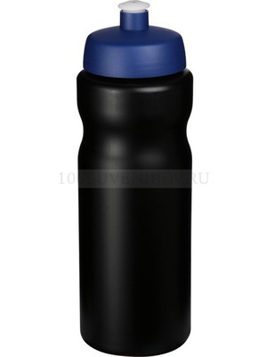 Фото Фирменная спортивная бутылка пластиковая с выдвижным носиком под нанесение логотипа, 650 мл., d7,2 х 22,2 см «Baseline®» (черный)