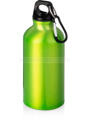 Фото Металлическая бутылка HIP S с карабином под круговую гравировку логотипа, 400 мл, d6,5 х 17,5 см (зеленое яблоко)