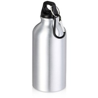 Металлическая бутылка HIP S с карабином под круговую гравировку логотипа, 400 мл, d6,5 х 17,5 см, серебристый