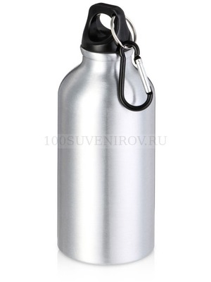 Фото Металлическая бутылка HIP S с карабином под круговую гравировку логотипа, 400 мл, d6,5 х 17,5 см (серебристый)