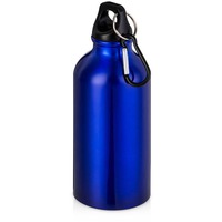 Металлическая бутылка HIP S с карабином под круговую гравировку логотипа, 400 мл, d6,5 х 17,5 см, синий