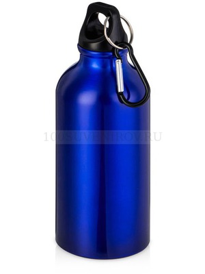 Фото Металлическая бутылка HIP S с карабином под круговую гравировку логотипа, 400 мл, d6,5 х 17,5 см (синий)