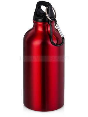 Фото Металлическая бутылка HIP S с карабином под круговую гравировку логотипа, 400 мл, d6,5 х 17,5 см (красный)