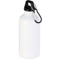 Металлическая бутылка HIP S с карабином под круговую гравировку логотипа, 400 мл, d6,5 х 17,5 см, белый