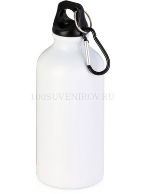 Фото Металлическая бутылка HIP S с карабином под круговую гравировку логотипа, 400 мл, d6,5 х 17,5 см (белый)
