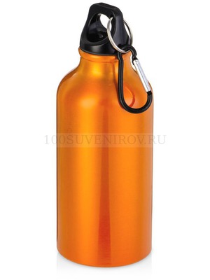 Фото Металлическая бутылка HIP S с карабином под круговую гравировку логотипа, 400 мл, d6,5 х 17,5 см (оранжевый)